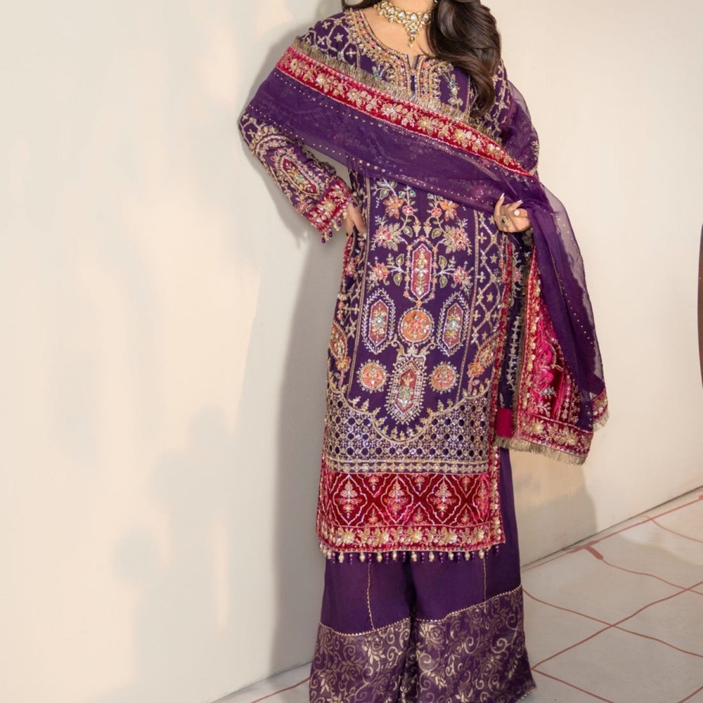 Pakistani branded Embroidered heavy work Suit with Dupatta for any occasion